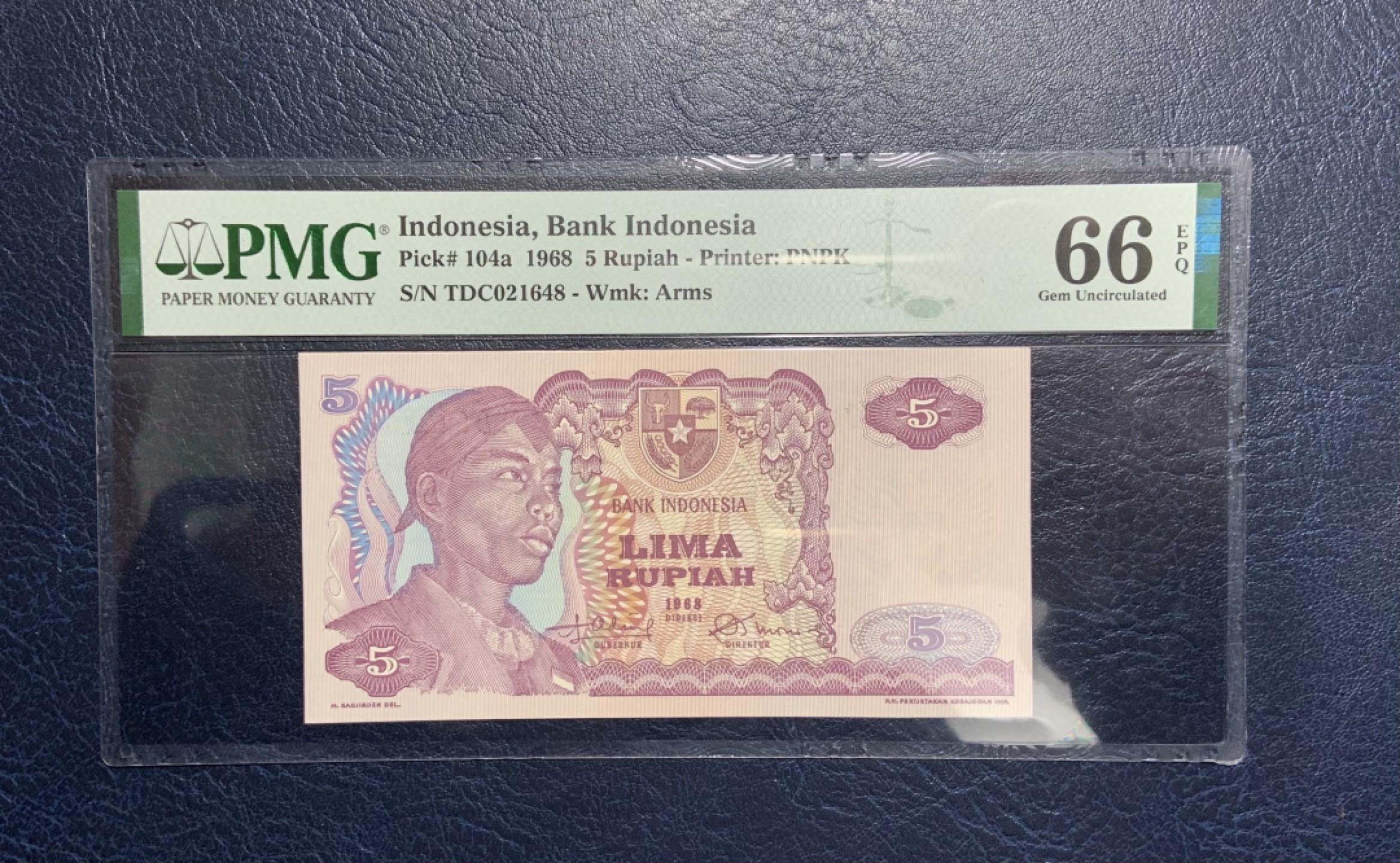 收藏联盟Quantum Auction 第231期拍卖 已更新 印度尼西亚1965年5卢比 PMG66