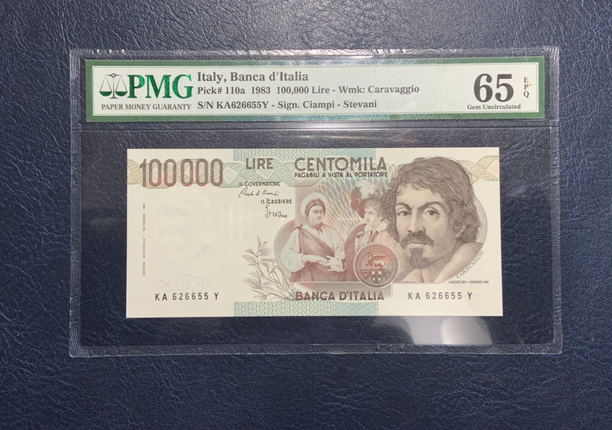 收藏联盟Quantum Auction 第231期拍卖 已更新 意大利1983年100000里拉 初版 PMG65 画家拉瓦乔的名画《水果篮》双面雕刻 三色凹印