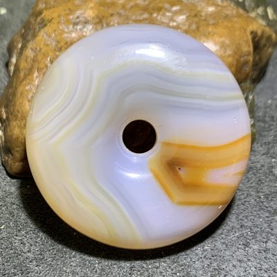 精美高玉化缠丝玛瑙面包圈大平安扣一个， - 精美高玉化缠丝玛瑙面包圈大平安扣一个，