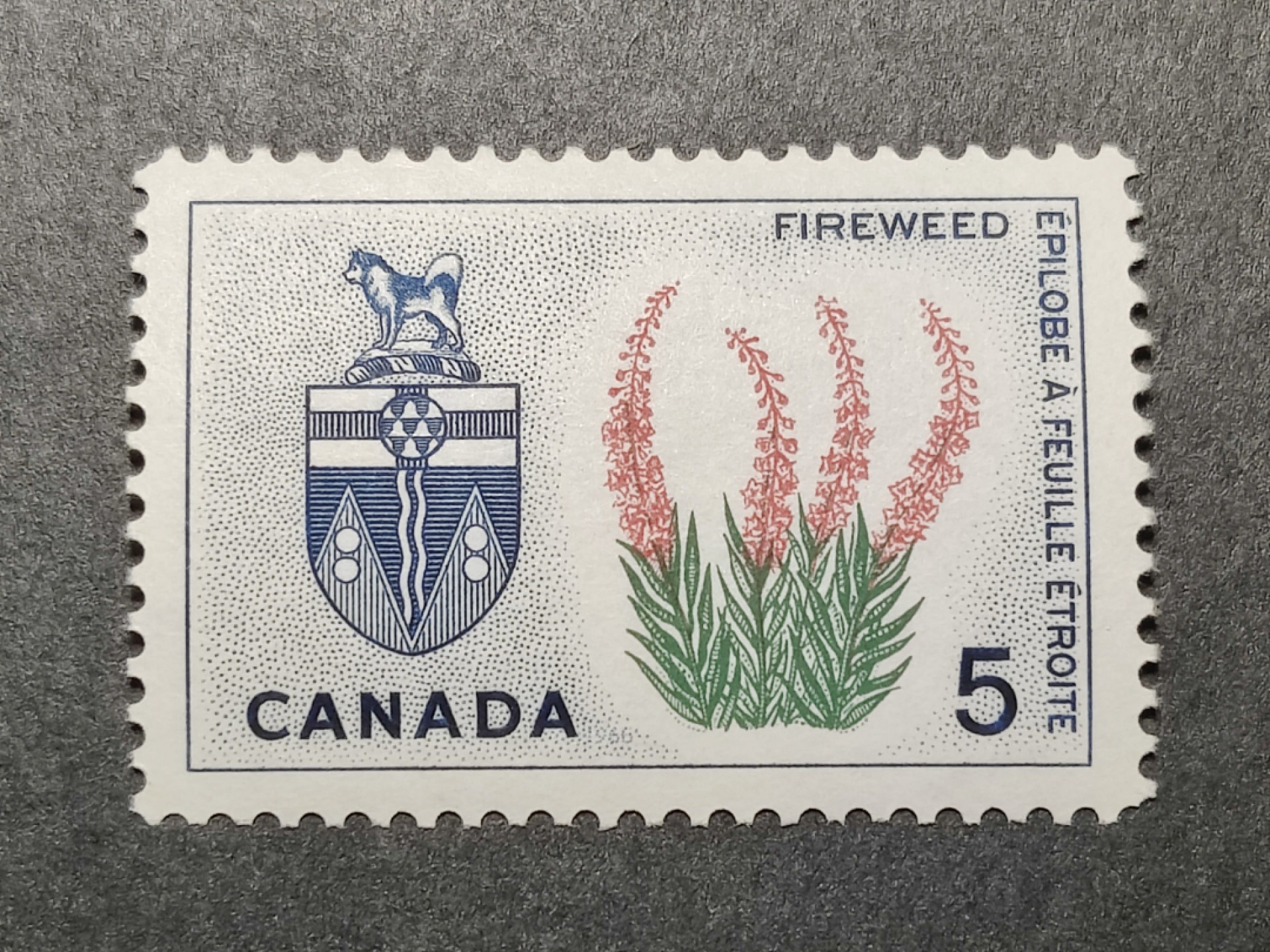 洪涛臻品批发群  精选邮票限时拍卖第一百六十九期 加拿大1966年 火龙草与育空地区武装徽章 新票, 精美雕刻版, 原胶完美润亮 相当难得的品相, 漂亮！
