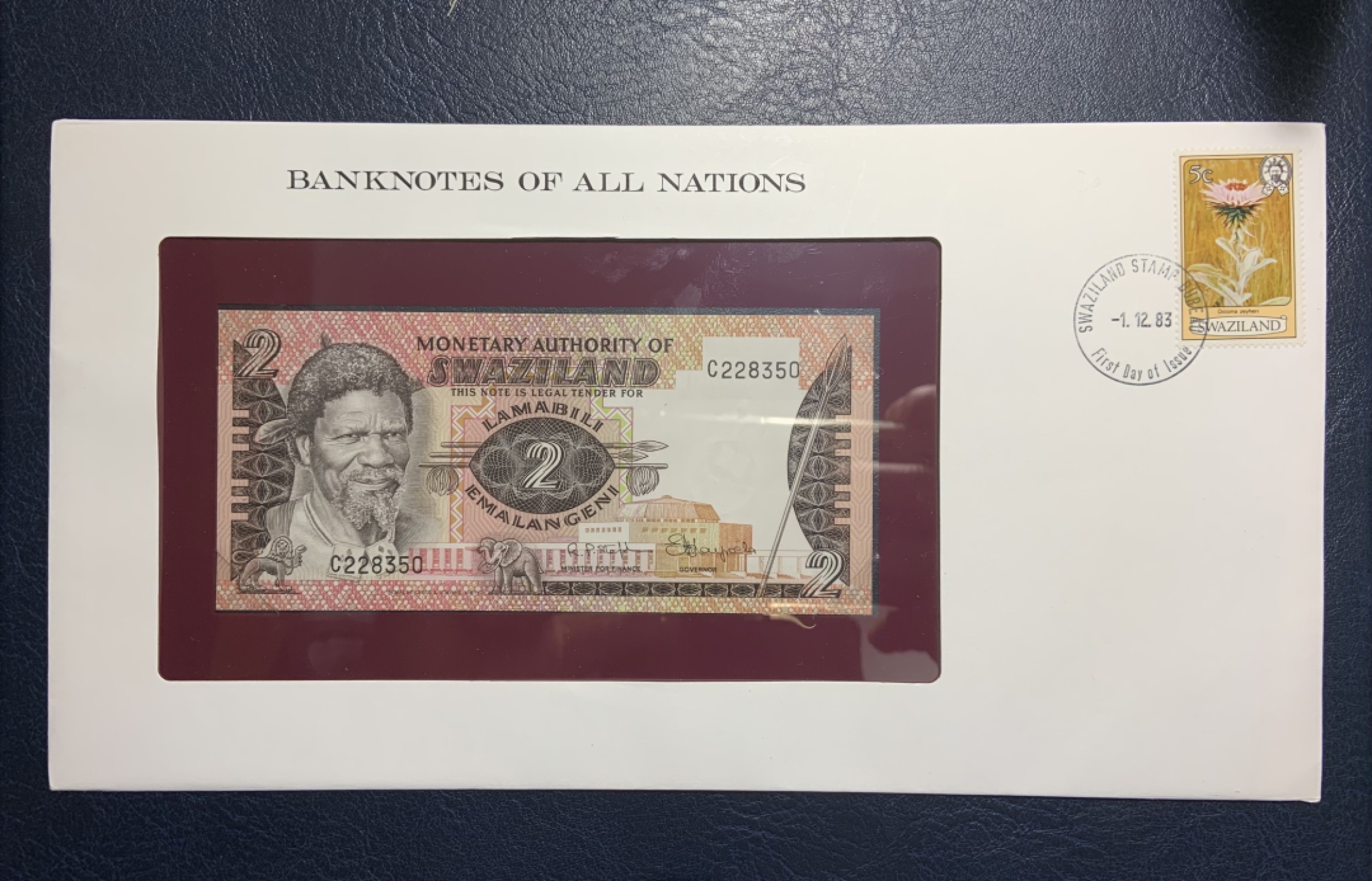 收藏联盟Quantum Auction 第231期拍卖 已更新 斯威士兰1983年2兰基尼富兰克林邮币封 品相UNC 首发年份日期