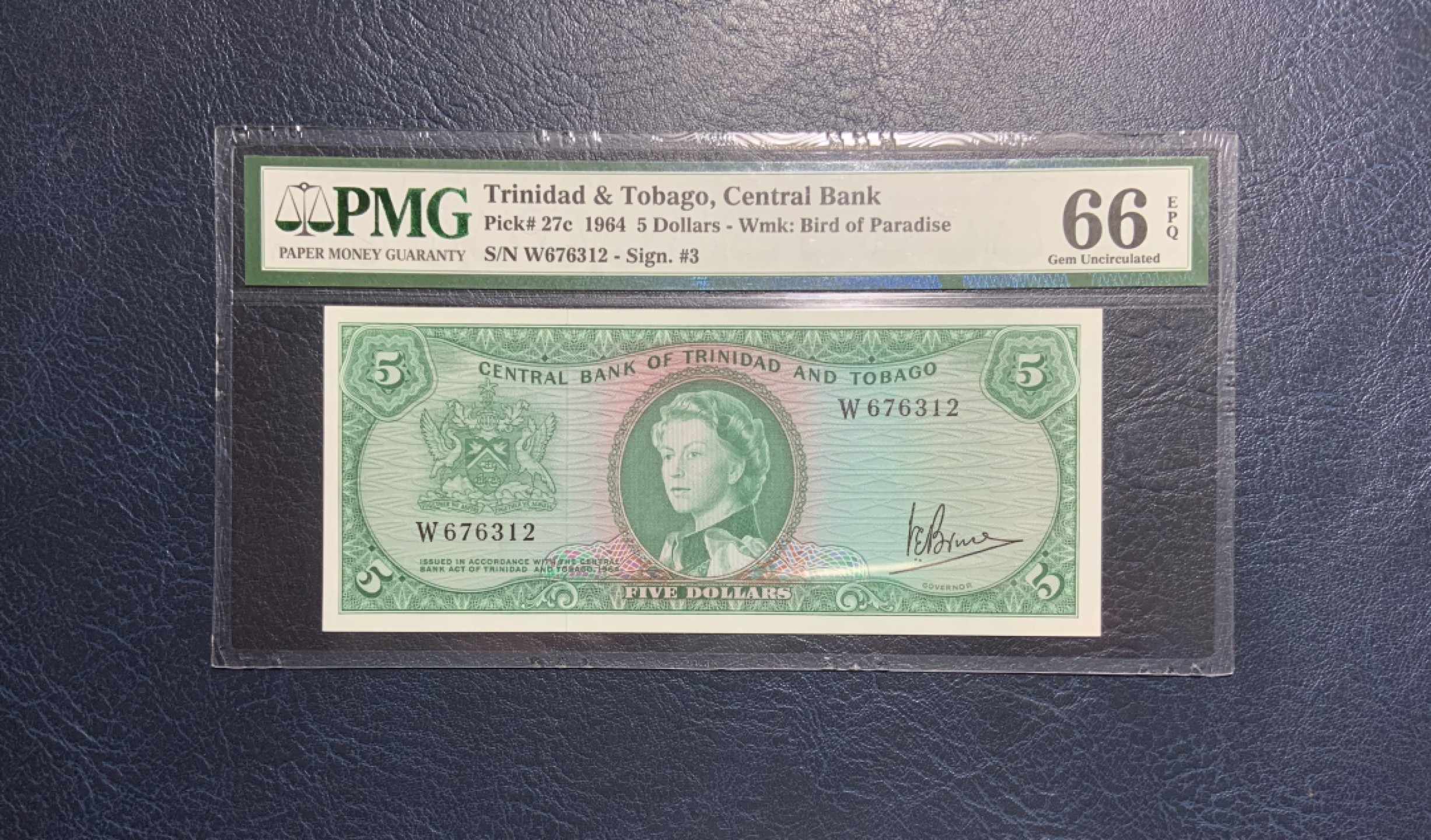 收藏联盟Quantum Auction 第231期拍卖 已更新 特立尼达和多巴哥1964年5元 PMG66