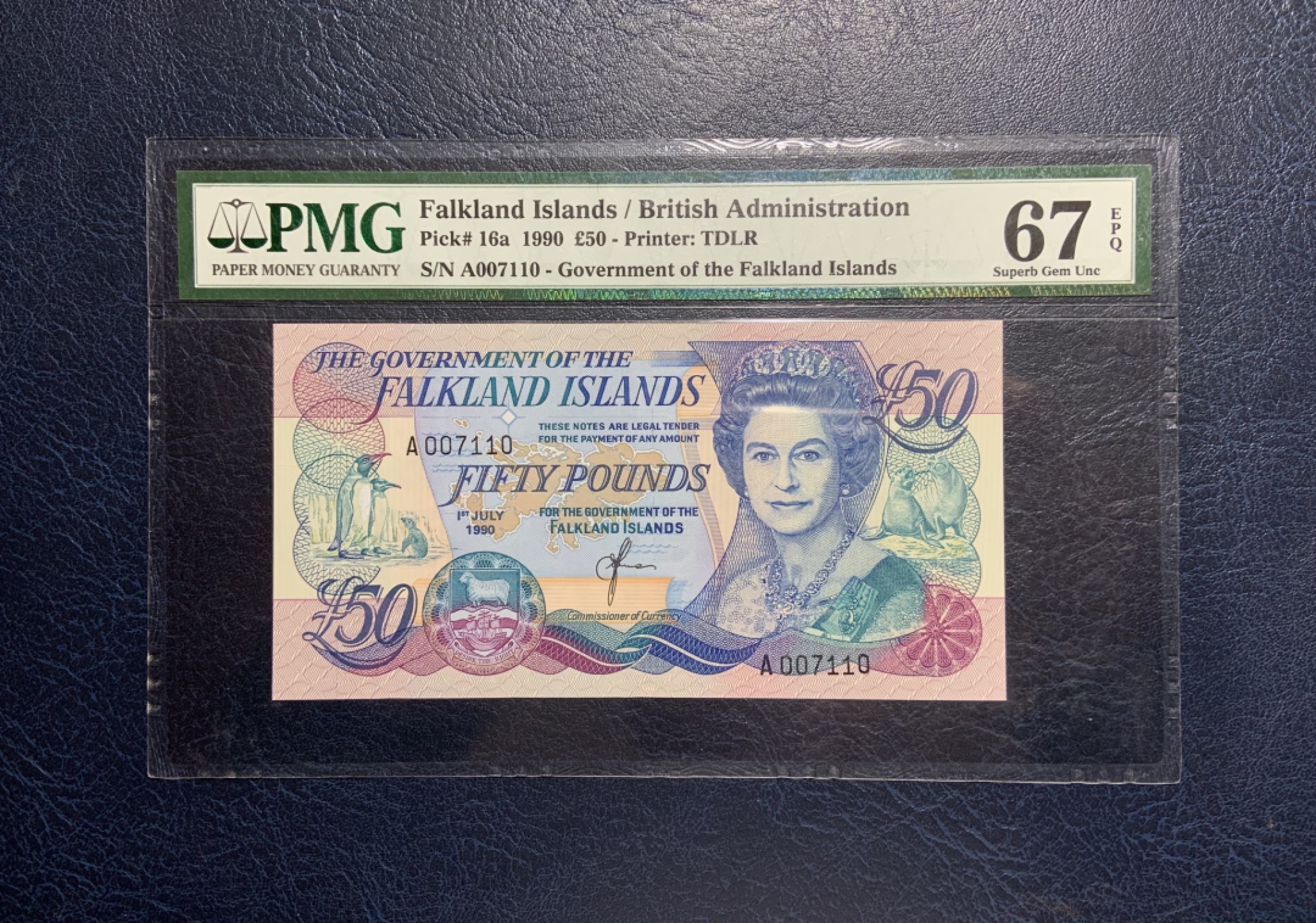收藏联盟Quantum Auction 第231期拍卖 已更新 福克兰群岛1990年50镑 PMG67 首发A冠千位号 壳子有点旧