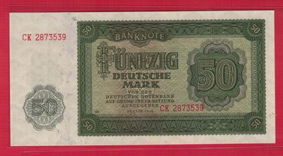 德国(东德 民主德国)50马克 1948年 克劳斯P-14 欧洲纸币 实物图 UNC - 德国(东德 民主德国)50马克 1948年 克劳斯P-14 欧洲纸币 实物图 UNC