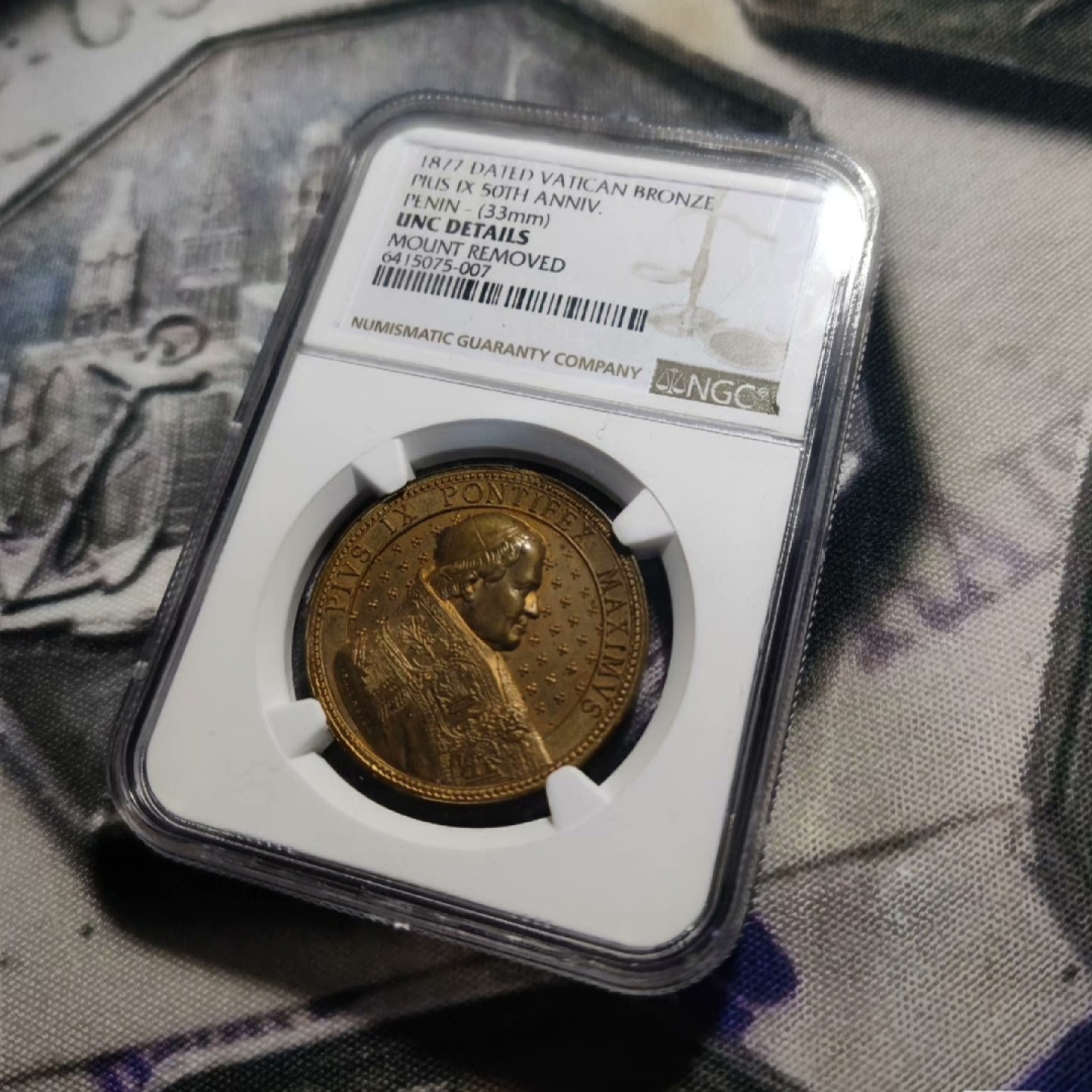 欧洲老铜章银章，周五晚自动结拍 NGC梵蒂冈庇护九世50大寿纪念章1877