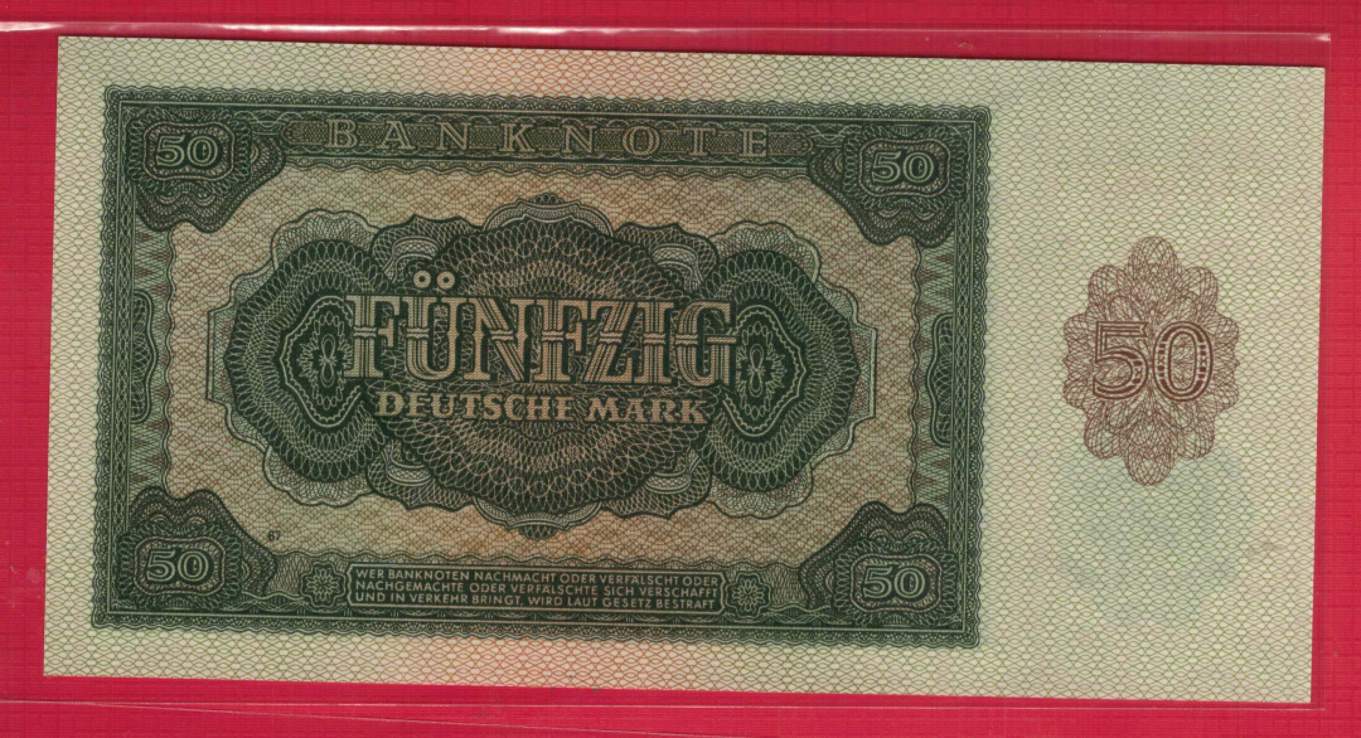 德国(东德 民主德国)1948年50马克 P-14 无4 实物图 UNC