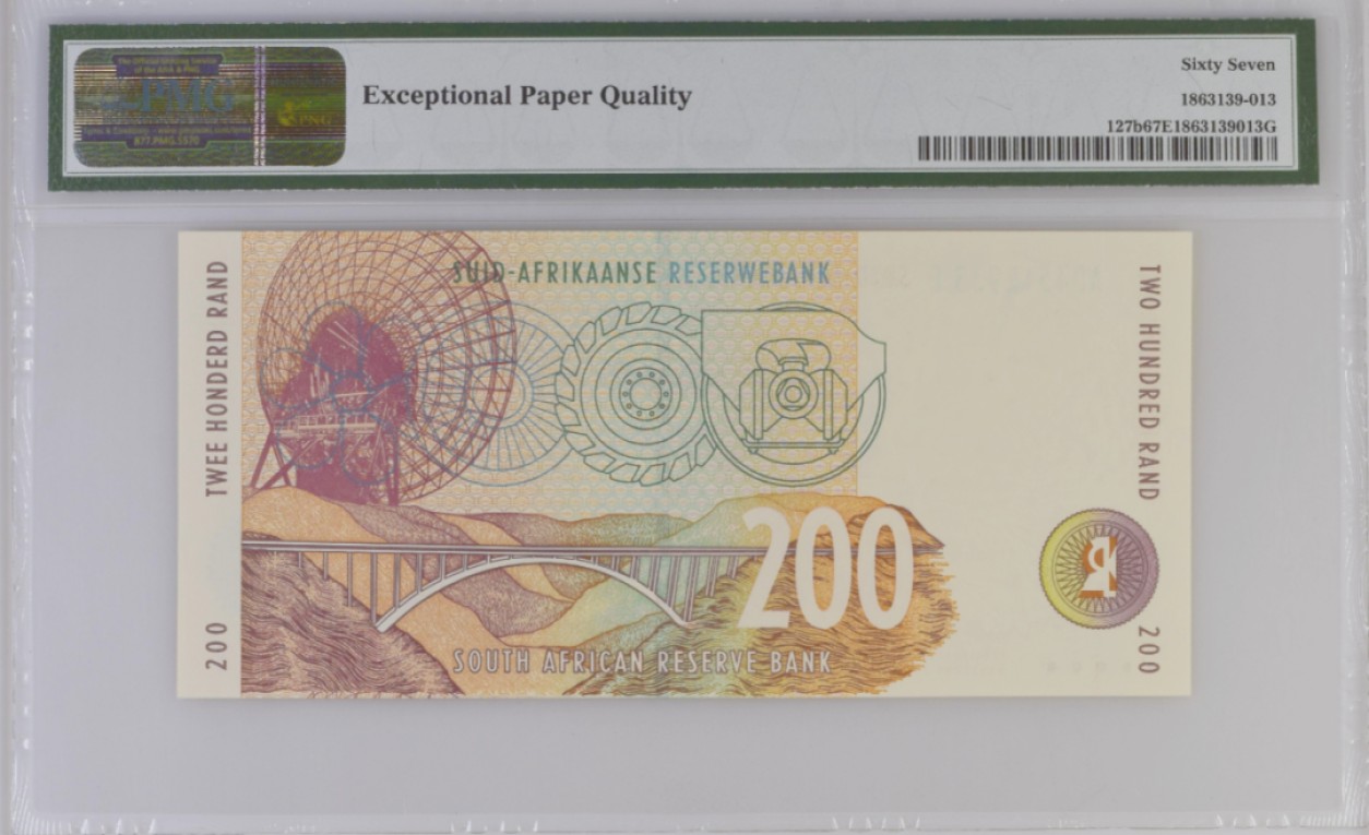 《张总收藏》89期——外币荟萃 欧洲精品 南非1999年200兰特PMG67E亚军分 更高分仅4枚 豹子经典