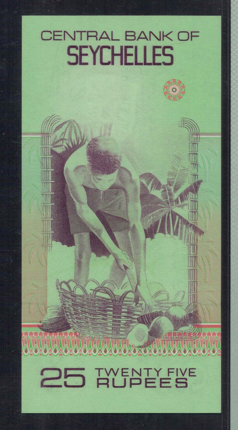 塞舌尔25卢比 1983年 P-29a 无47 非洲纸币 实物图 UNC