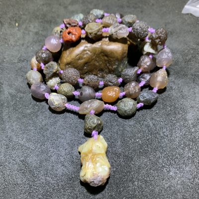 精美高圆度大颗粒青花筋脉石玛瑙原石项链一条 - 精美高圆度大颗粒青花筋脉石玛瑙原石项链一条