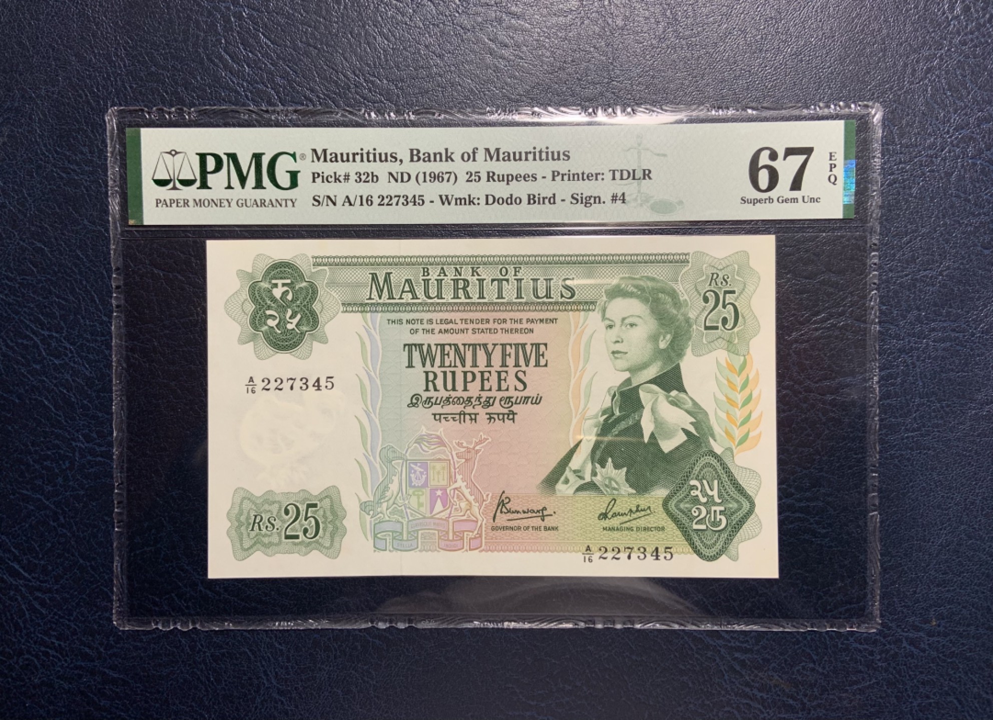 收藏联盟Quantum Auction 第231期拍卖 已更新 毛里求斯1967年25卢比 PMG67 经典牛拉车