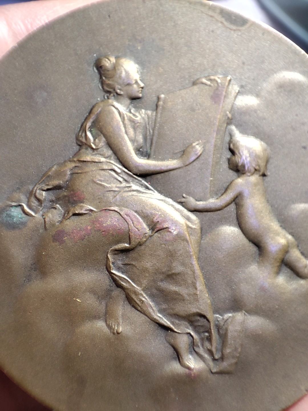 欧洲老铜章银章，周五晚自动结拍 法国艺术麦朵尔杜普伊的云端铜章