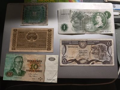 【专场20230209】西风东渐第IX期——欧洲钞/币专场（已更新） - 【拍品003A】世界混合纸币流通品相批量五张组合2