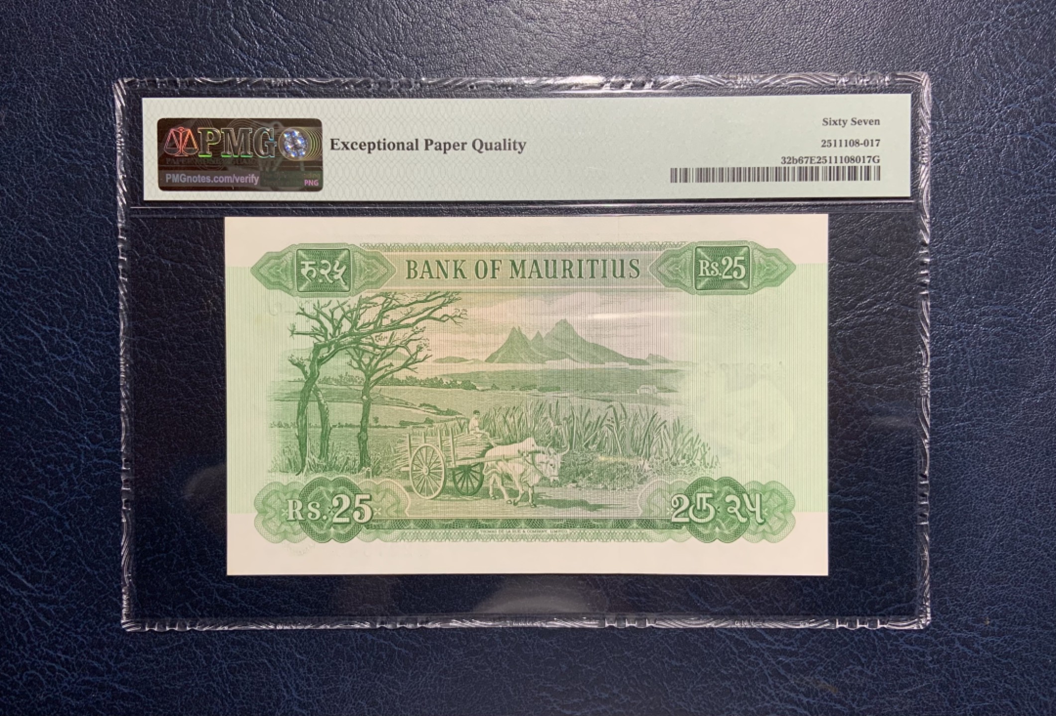 收藏联盟Quantum Auction 第231期拍卖 已更新 毛里求斯1967年25卢比 PMG67 经典牛拉车
