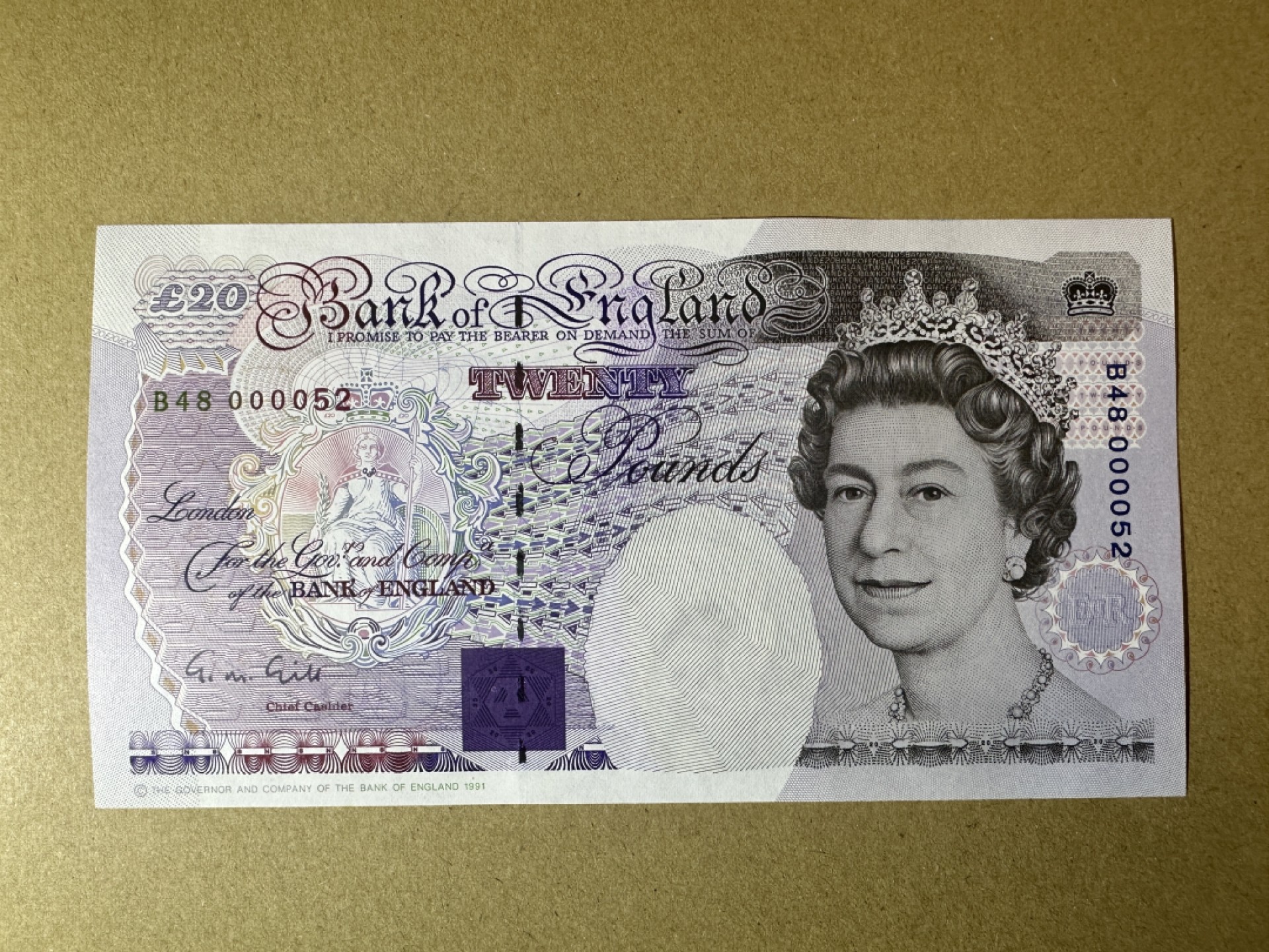 《张总收藏》89期——外币荟萃 欧洲精品 英格兰20镑 UNC E序列 G.M. Gill签名 皇冠版 小号