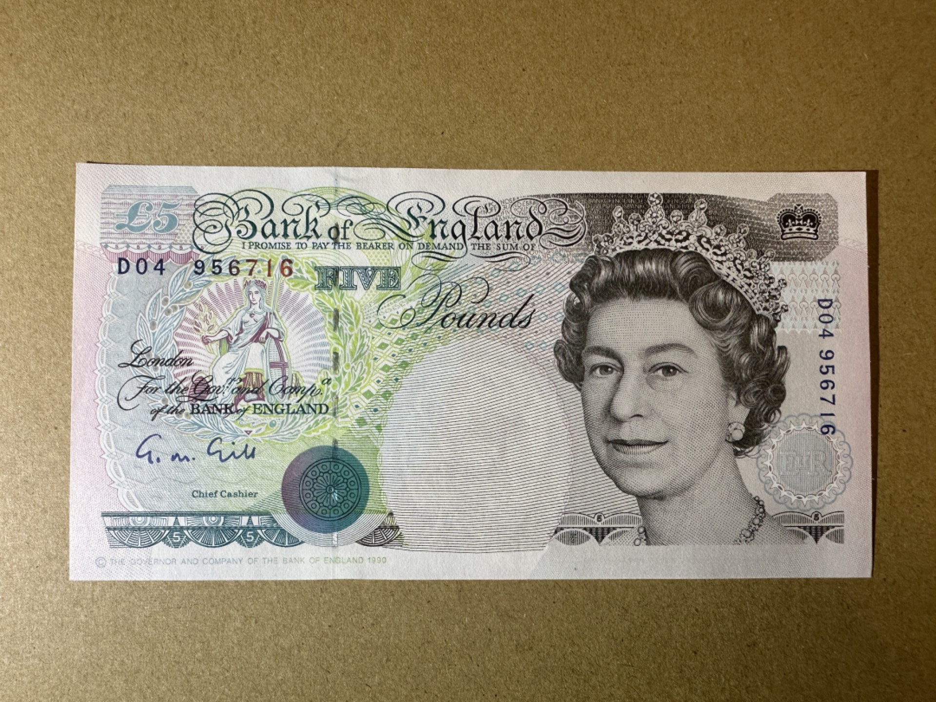 《张总收藏》89期——外币荟萃 欧洲精品 英格兰5镑 UNC E序列 G.M. Gill签名