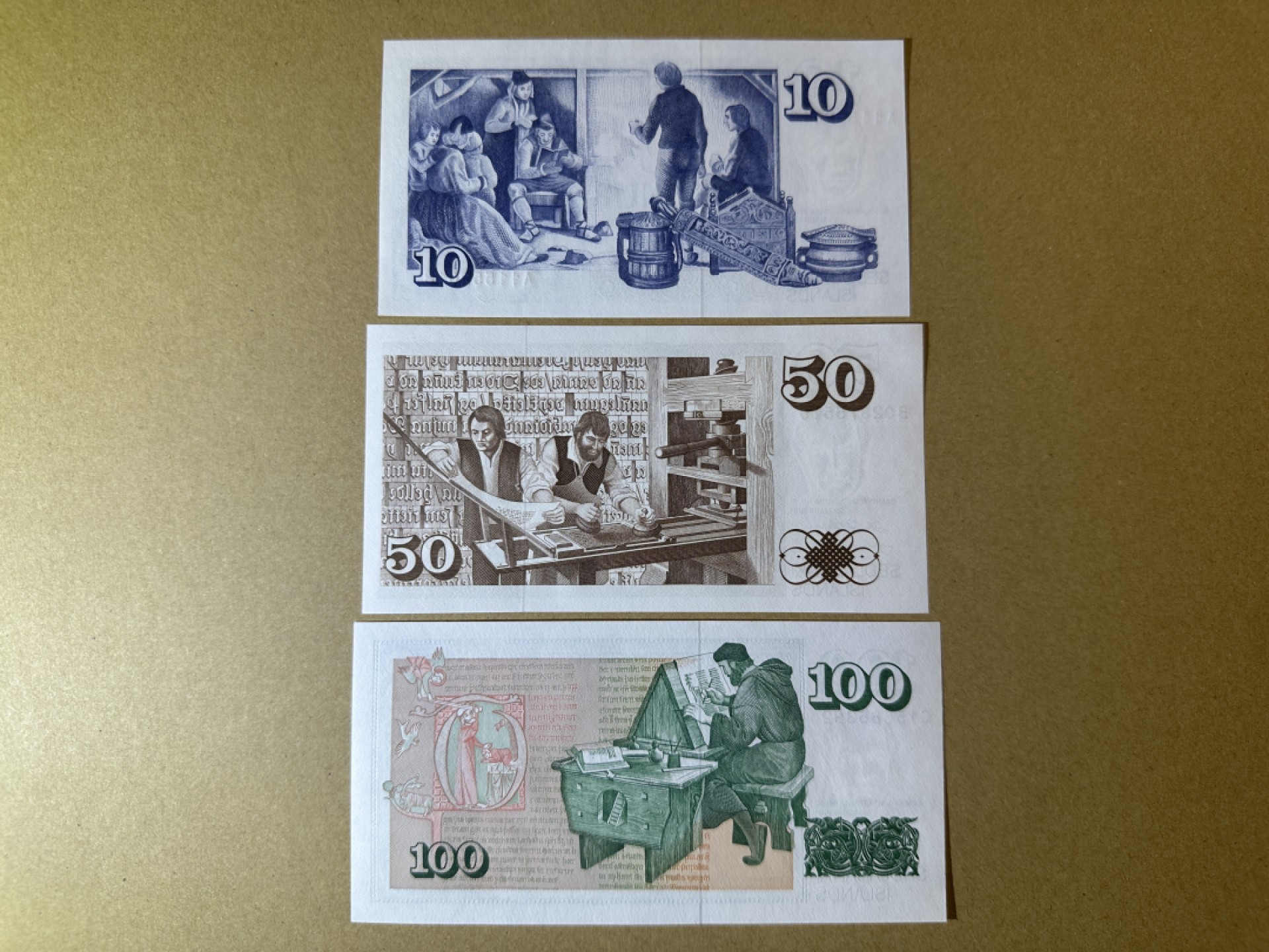 《张总收藏》89期——外币荟萃 欧洲精品 冰岛10、50、100克朗3张 UNC 1981年版
