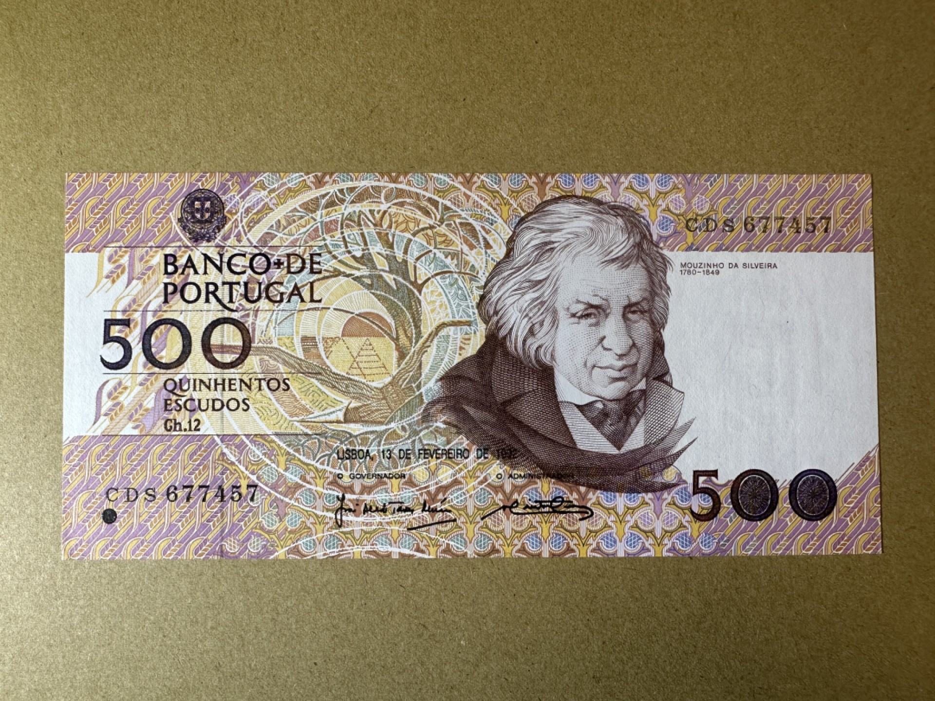 《张总收藏》89期——外币荟萃 欧洲精品 葡萄牙500埃斯库多 UNC 1992年 葡萄牙政治家莫西尼奥
