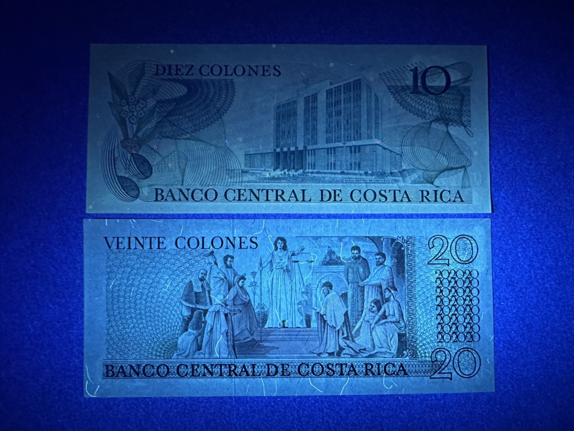 《张总收藏》89期——外币荟萃 欧洲精品 哥斯达黎加10、20元 UNC 1985年版