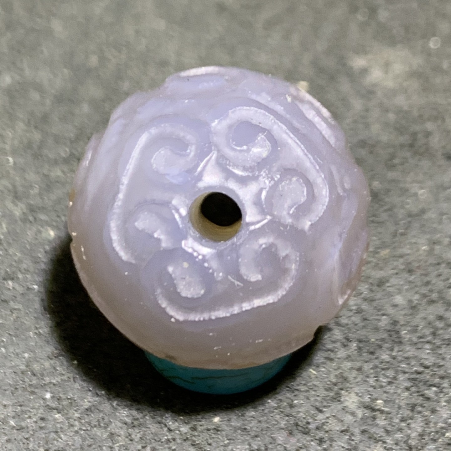 精美舍利灰色玛瑙2.0回纹珠一颗