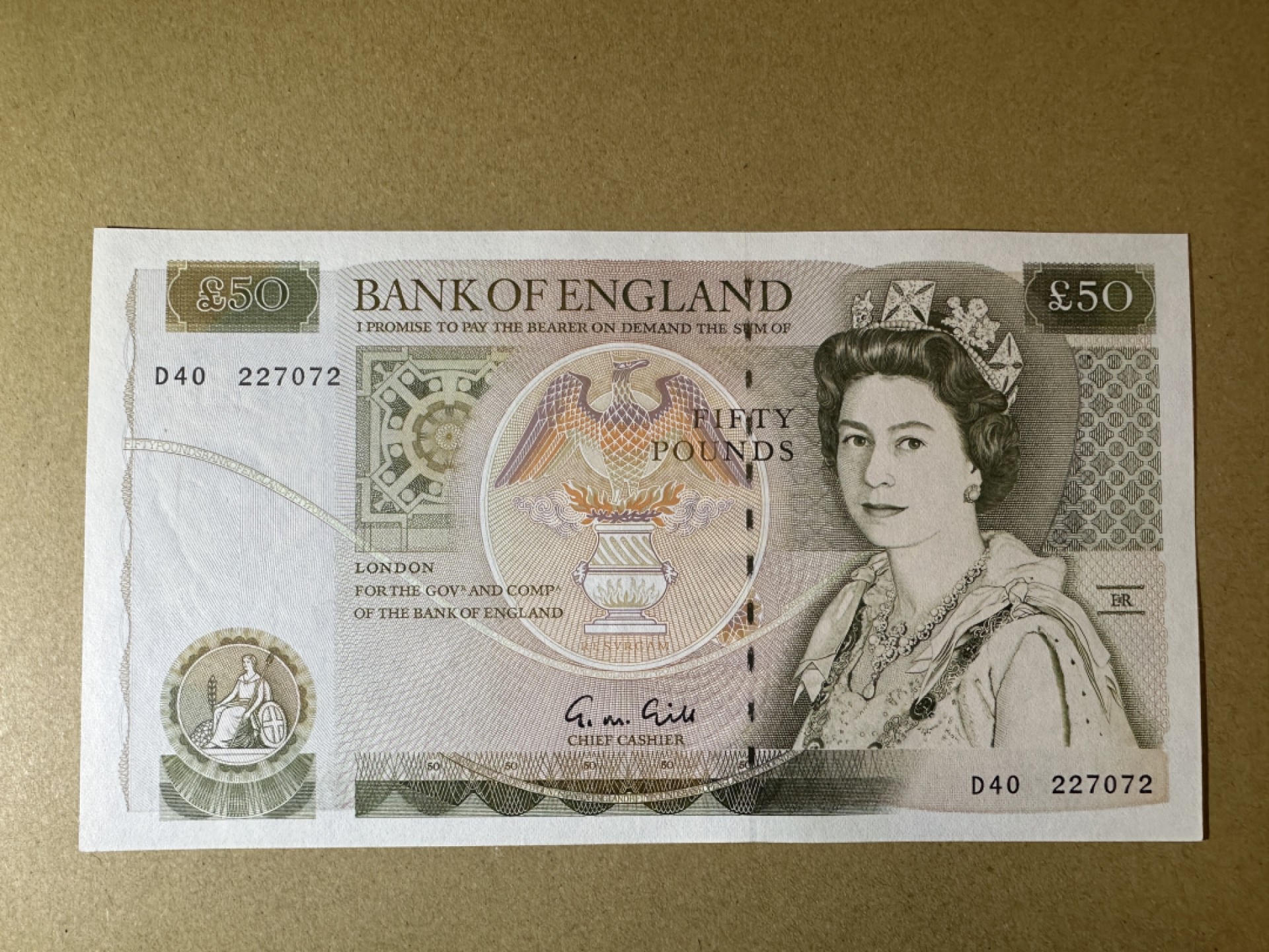 《张总收藏》89期——外币荟萃 欧洲精品 英格兰50镑 UNC D序列 G.M. Gill签名