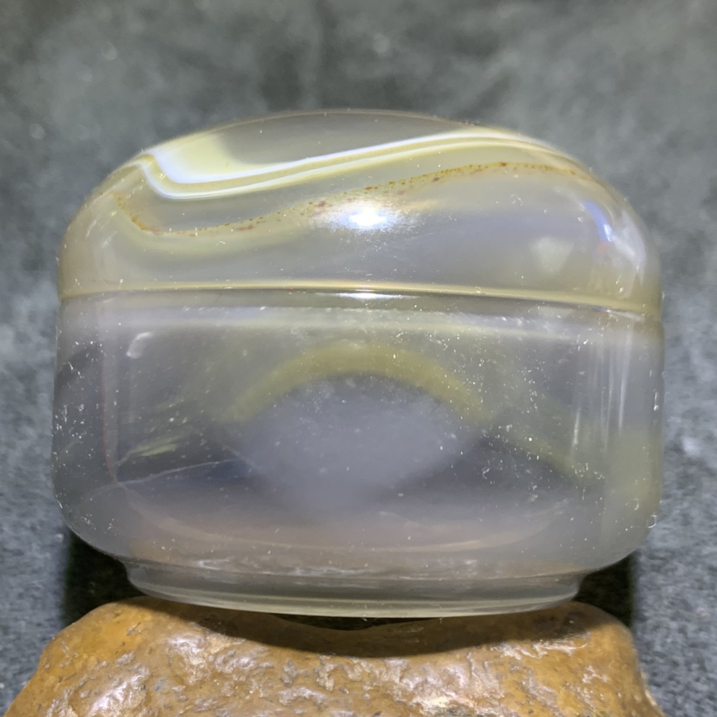 精美冰透高玉化巴西玛瑙墨盒，香盒，摆件，把件，一个，
