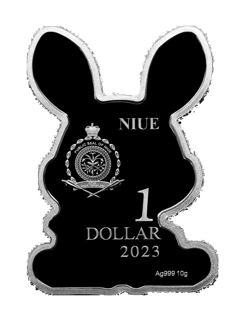 【现货】纽埃2023年兔年快乐卡通小兔彩色银币