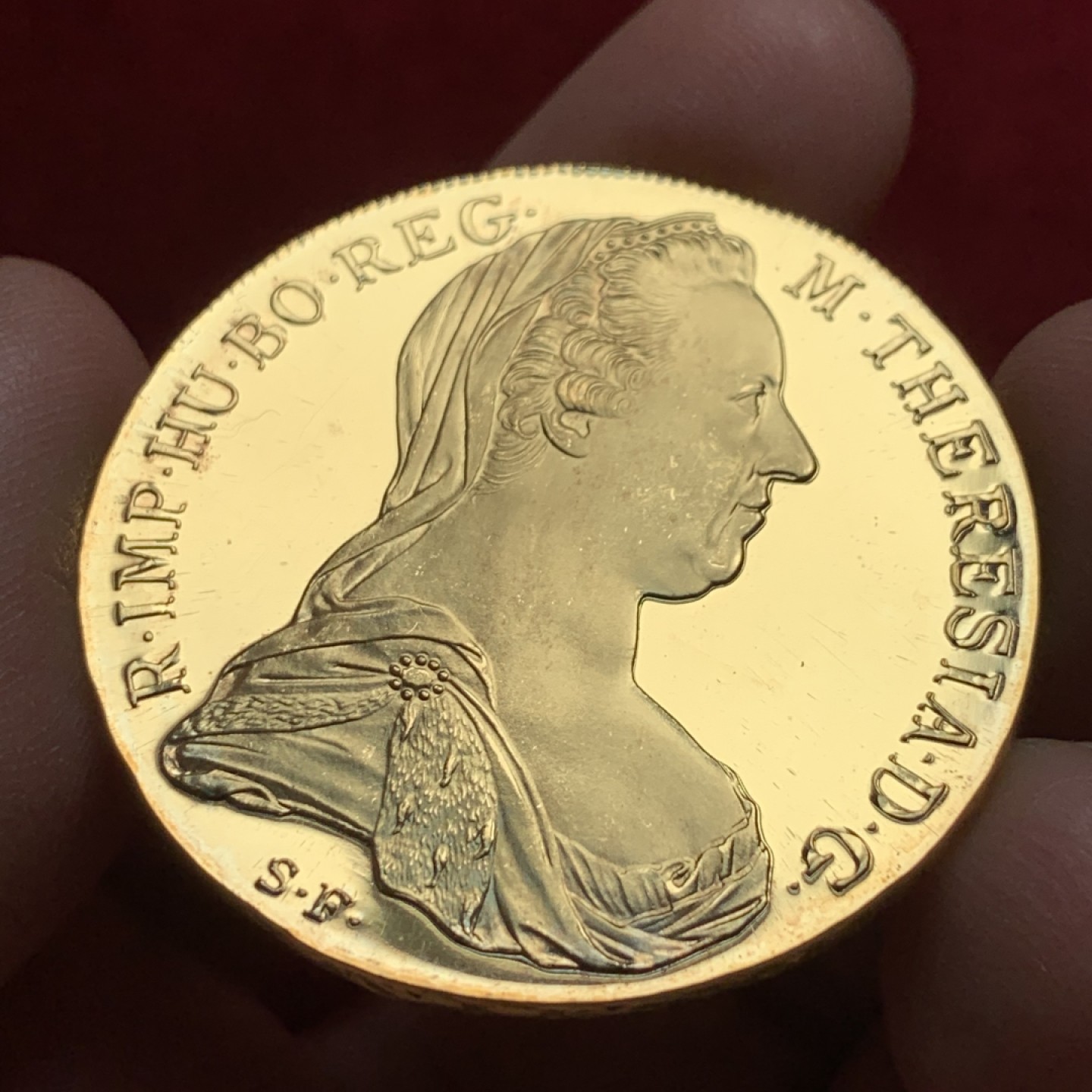 《竞宝斋》第134场-周日，周一连拍 (全场包邮) 1780 奥匈大奶妈泰勒银币（后铸），镀金银币，精制版本 保存的非常好  因为镀金NGC无法评级