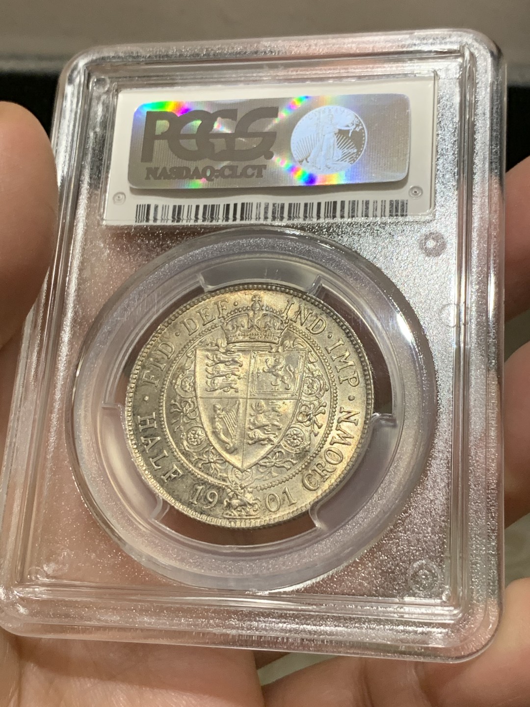 《竞宝斋》第134场-周日，周一连拍 (全场包邮) PCGS-MS63+ 英国 1901 维多利亚披纱 半克朗 银币