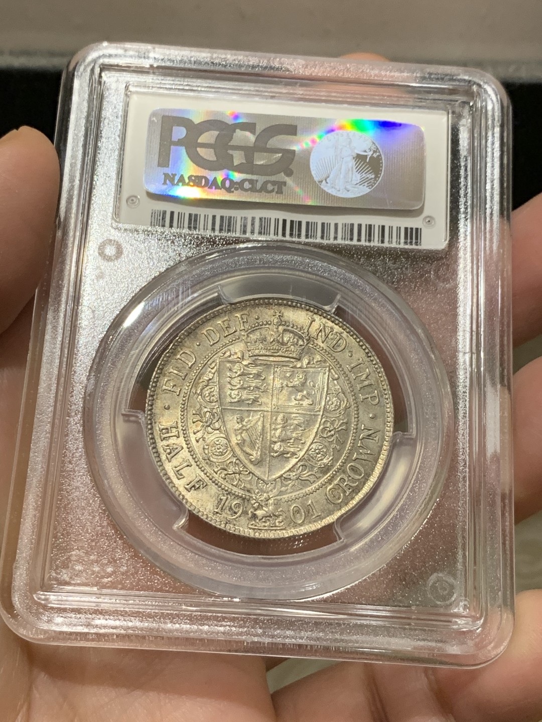 《竞宝斋》第134场-周日，周一连拍 (全场包邮) PCGS-MS63+ 英国 1901 维多利亚披纱 半克朗 银币