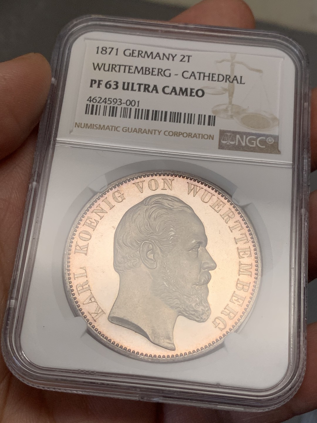 《竞宝斋》第134场-周日，周一连拍 (全场包邮) 亚军分NGC PF63UC 德国 1871年 符腾堡乌尔姆大教堂 2泰勒 大银币 热门品种 品相完美 难得好物