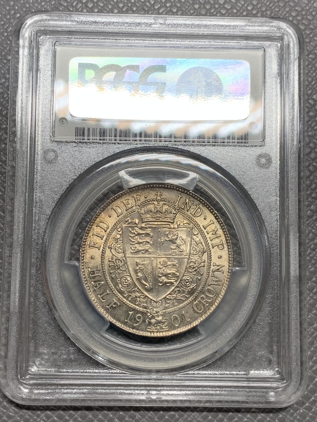 《竞宝斋》第134场-周日，周一连拍 (全场包邮) PCGS-MS63+ 英国 1901 维多利亚披纱 半克朗 银币