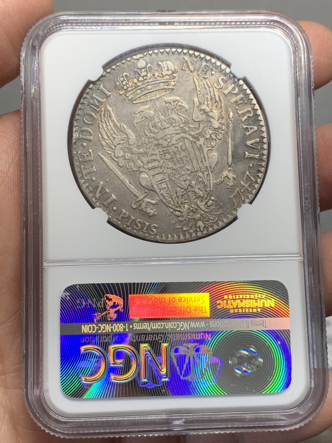 《竞宝斋》第134场-周日，周一连拍 (全场包邮) NGC-VF35意大利托斯卡纳10Paoli银币，神罗皇帝弗朗茨一世，单年份版别，NGC仅三个出分，亚军分，灰色包浆光泽均匀，David Vice名家旧藏