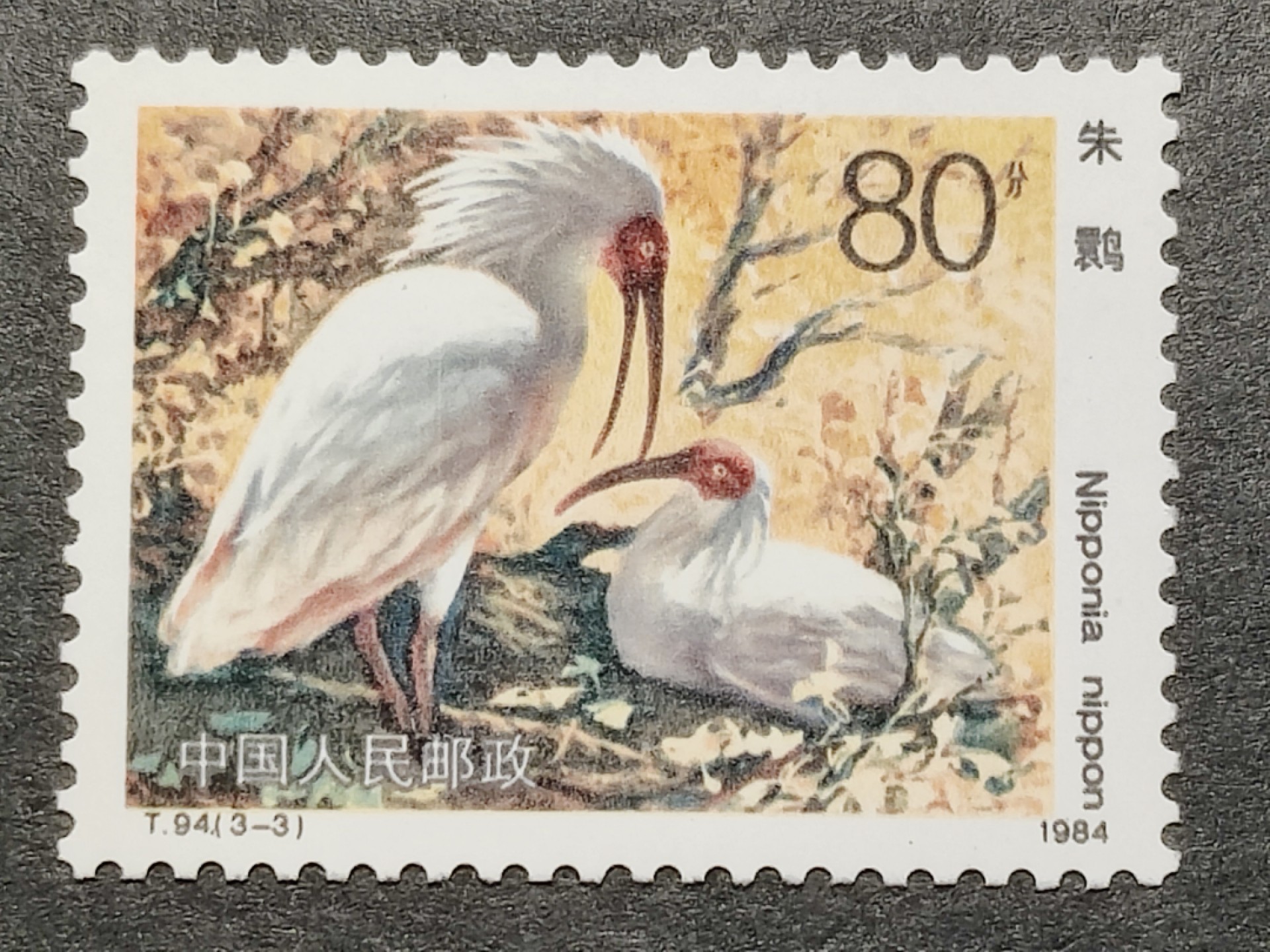 洪涛臻品批发群  精选邮票限时拍卖第二百一十一期 T94 朱鹮 3-3新票 1枚顶全套的大筋票！原胶全品