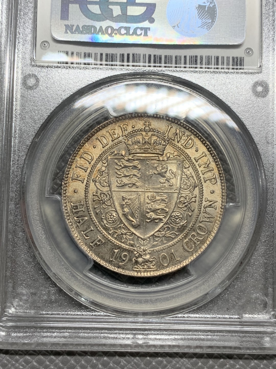 《竞宝斋》第134场-周日，周一连拍 (全场包邮) PCGS-MS63+ 英国 1901 维多利亚披纱 半克朗 银币