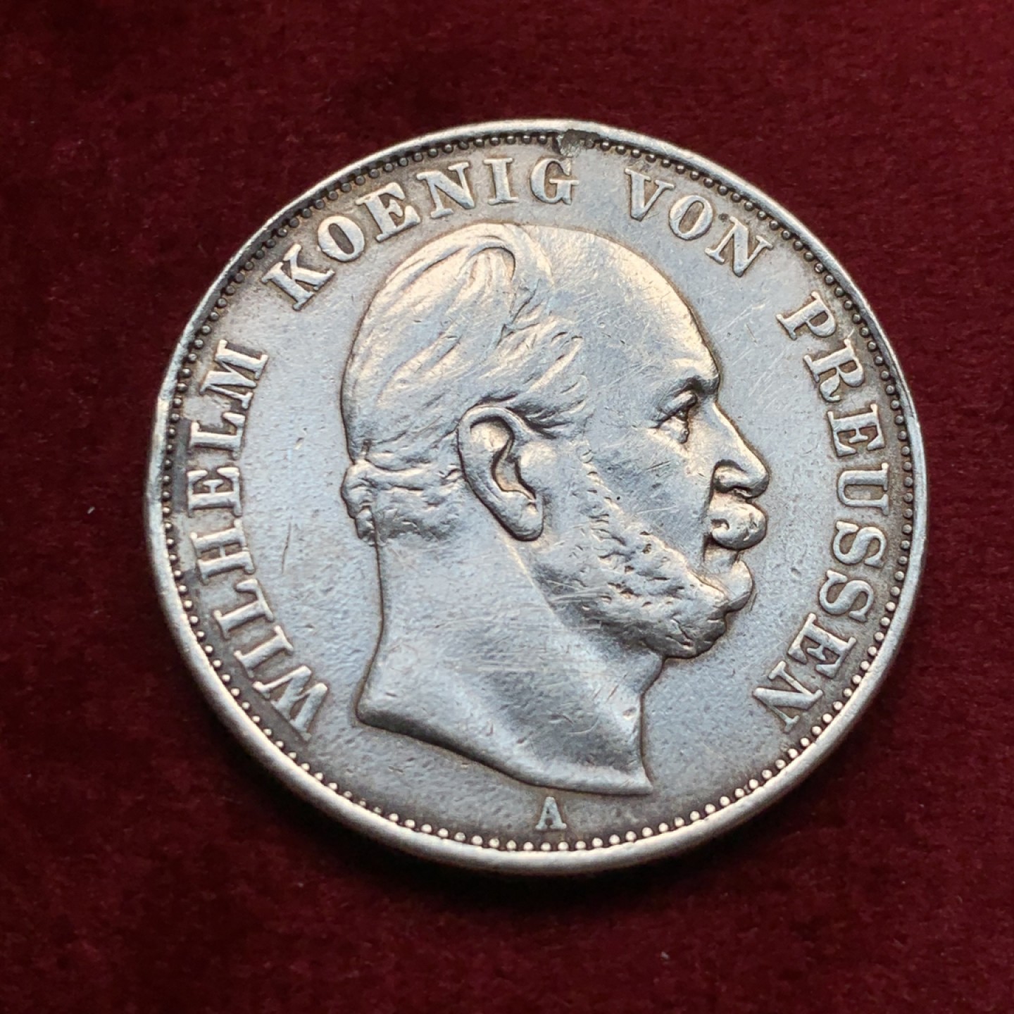 《竞宝斋》第134场-周日，周一连拍 (全场包邮) 普鲁士德国 1871年 普法战争胜利泰勒银币 顶端有焊接痕迹