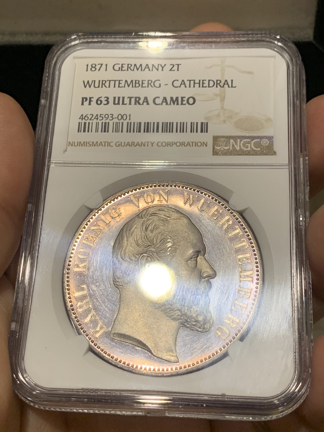 《竞宝斋》第134场-周日，周一连拍 (全场包邮) 亚军分NGC PF63UC 德国 1871年 符腾堡乌尔姆大教堂 2泰勒 大银币 热门品种 品相完美 难得好物
