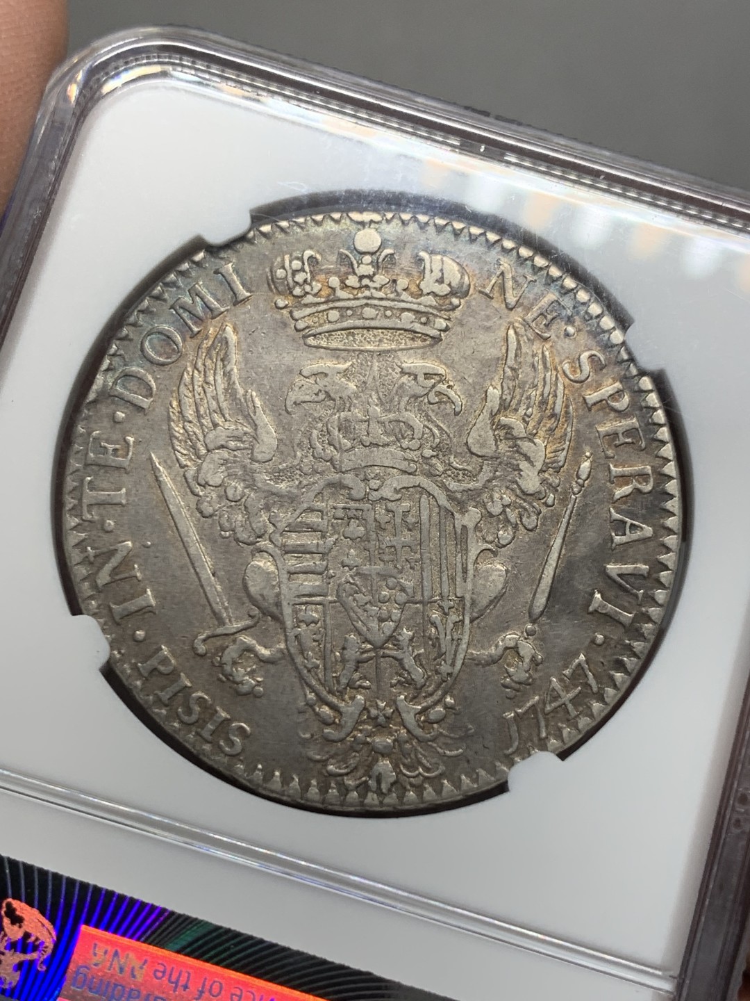 《竞宝斋》第134场-周日，周一连拍 (全场包邮) NGC-VF35意大利托斯卡纳10Paoli银币，神罗皇帝弗朗茨一世，单年份版别，NGC仅三个出分，亚军分，灰色包浆光泽均匀，David Vice名家旧藏