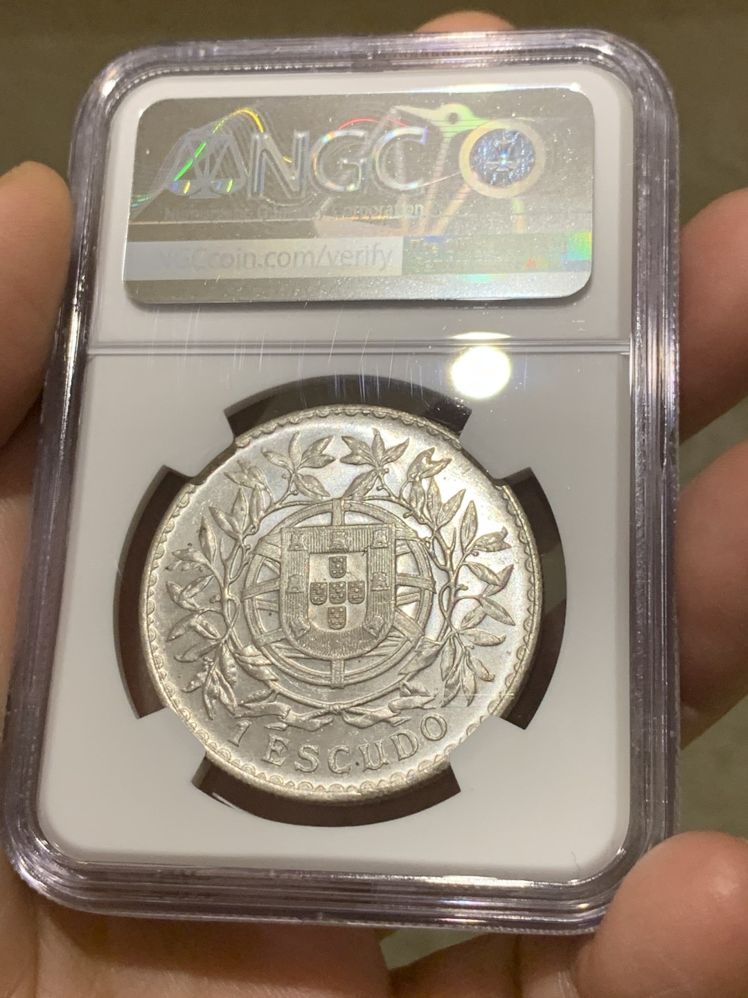 《竞宝斋》第135场-周日，周一连拍 (全场包邮) NGC-MS63 葡萄牙1916年 自由女神1埃斯库多 大银币