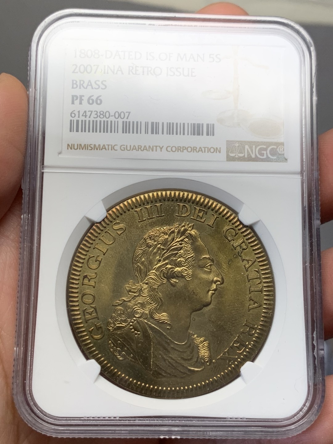 《竞宝斋》第135场-周日，周一连拍 (全场包邮) NGC-PF66 马恩岛1808年（2007）克朗币后铸
