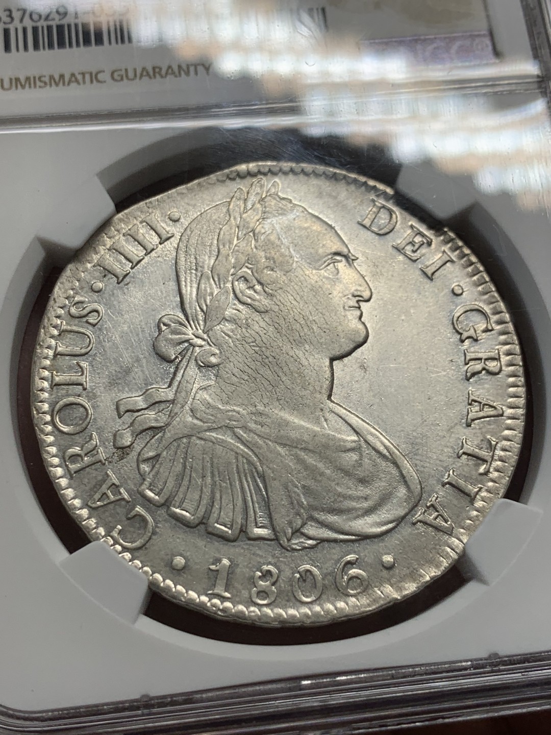 《竞宝斋》第135场-周日，周一连拍 (全场包邮) NGC AU 1806年 墨西哥 卡四 8R 双柱大银币 打制均匀 可藏