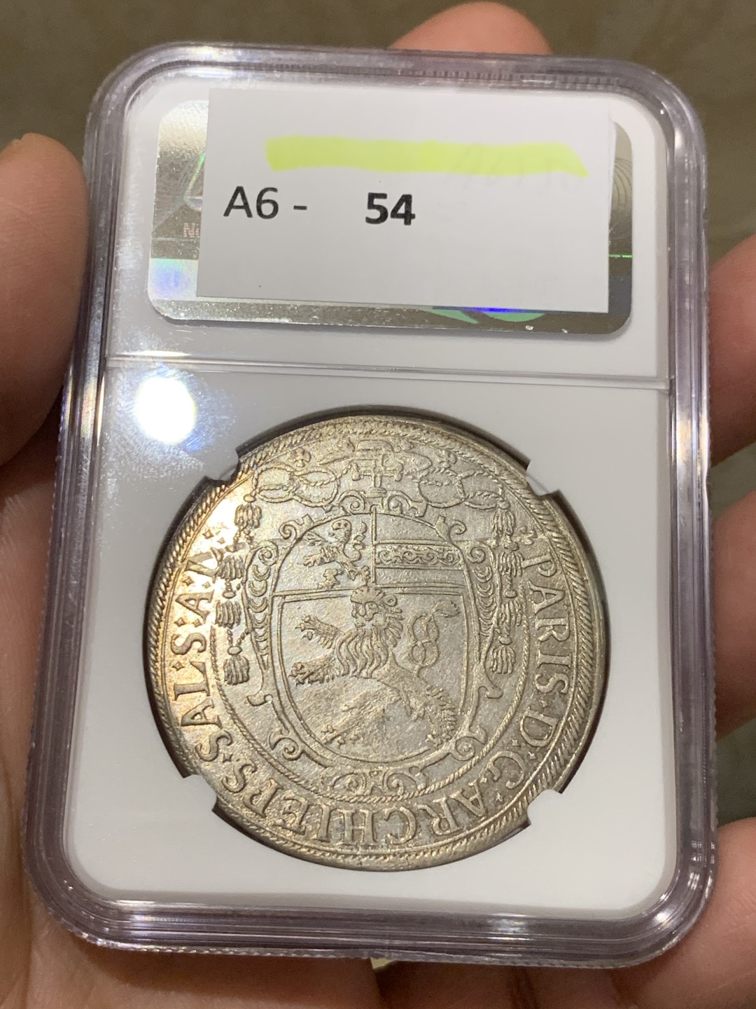 《竞宝斋》第135场-周日，周一连拍 (全场包邮) NGC MS62 神罗萨尔茨堡 1623年 泰勒银币 淡金彩 收藏级品相