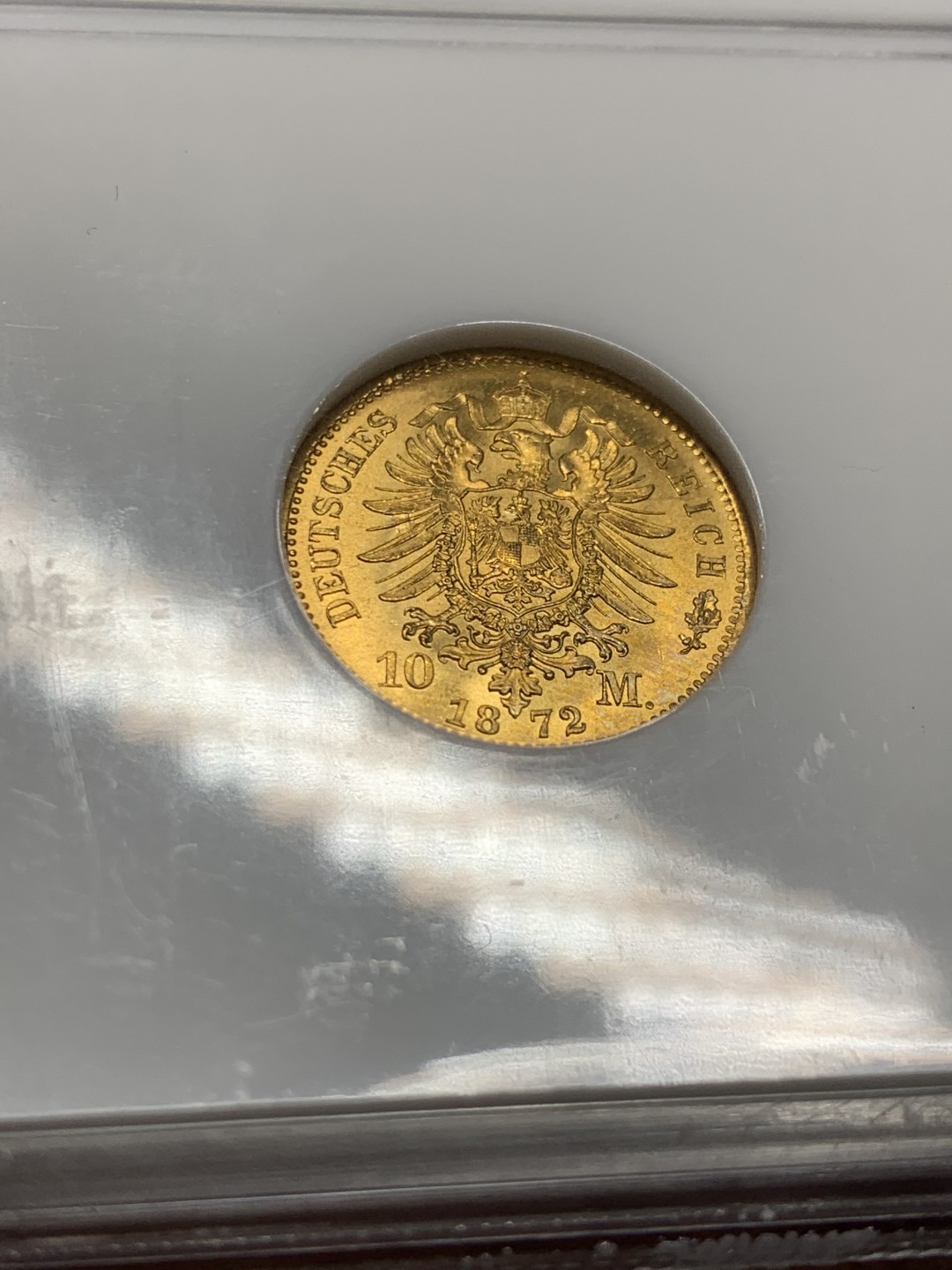 《竞宝斋》第135场-周日，周一连拍 (全场包邮) NGC MS67 普鲁士 1872年 10马克 金币 67的超高分数 N老盒加持 保存的非常好 近乎完美 可收藏