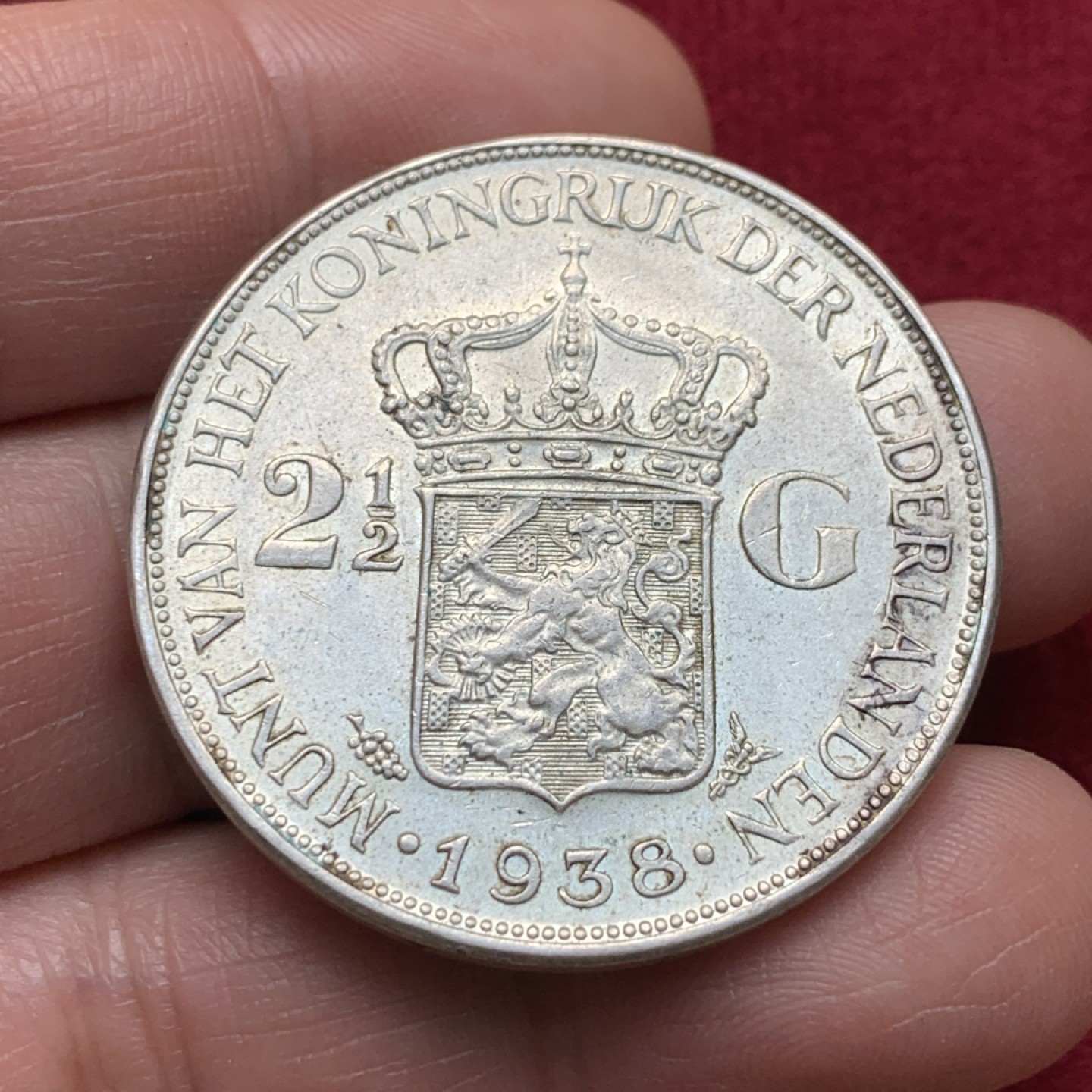 《竞宝斋》第135场-周日，周一连拍 (全场包邮) 荷兰 1938年 威廉敏娜 2.5盾 大银币