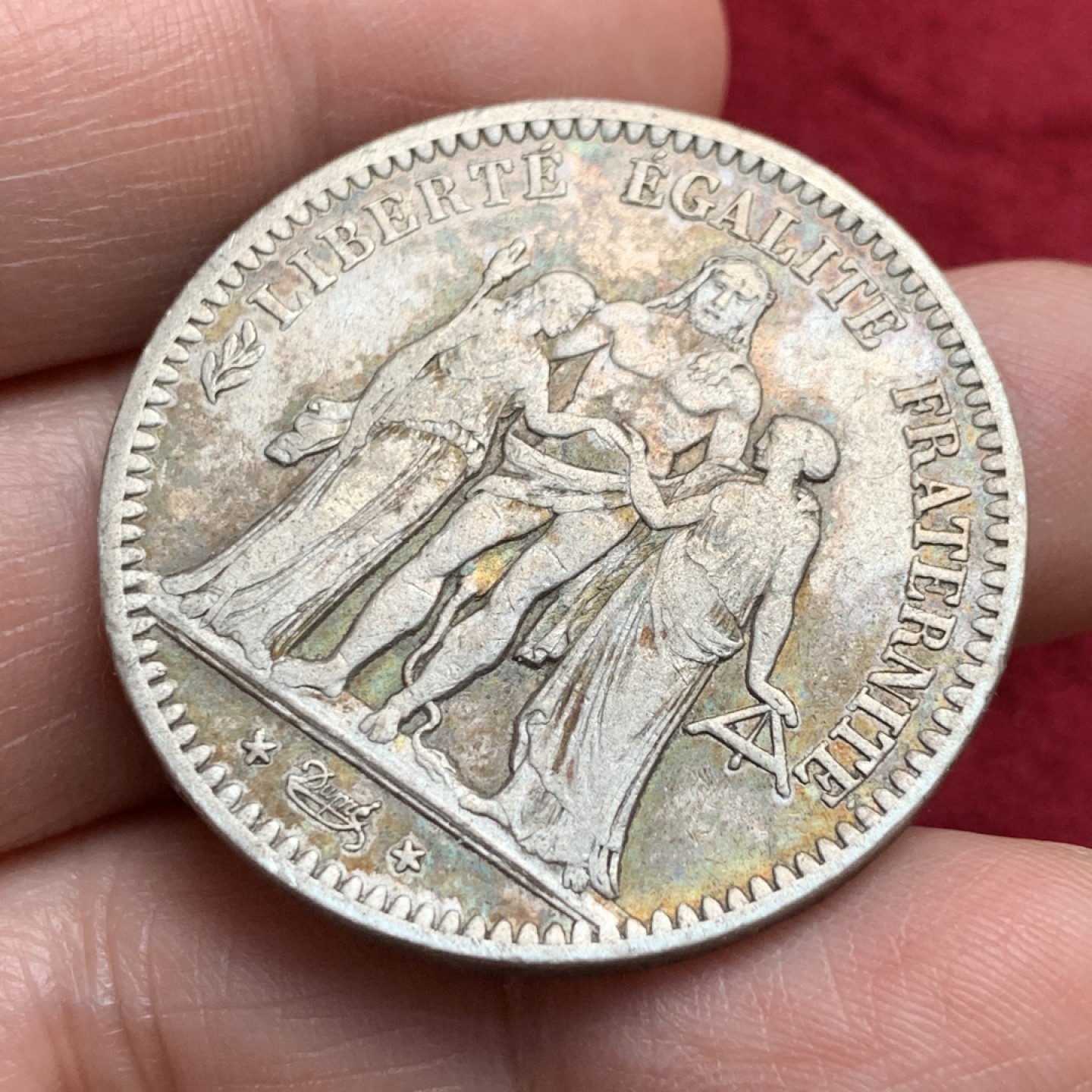 《竞宝斋》第135场-周日，周一连拍 (全场包邮) 法国 1849年 第二共和时期 大力神 5法郎 银币 深彩包浆