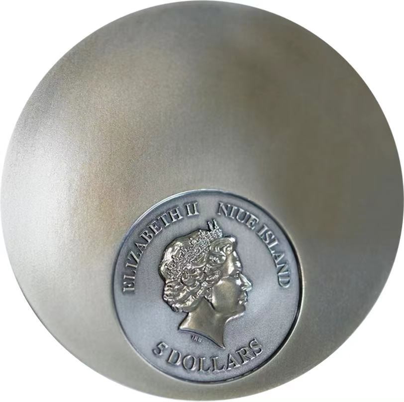 纽埃2020年古代铜镜艺术高浮雕仿古纪念银币