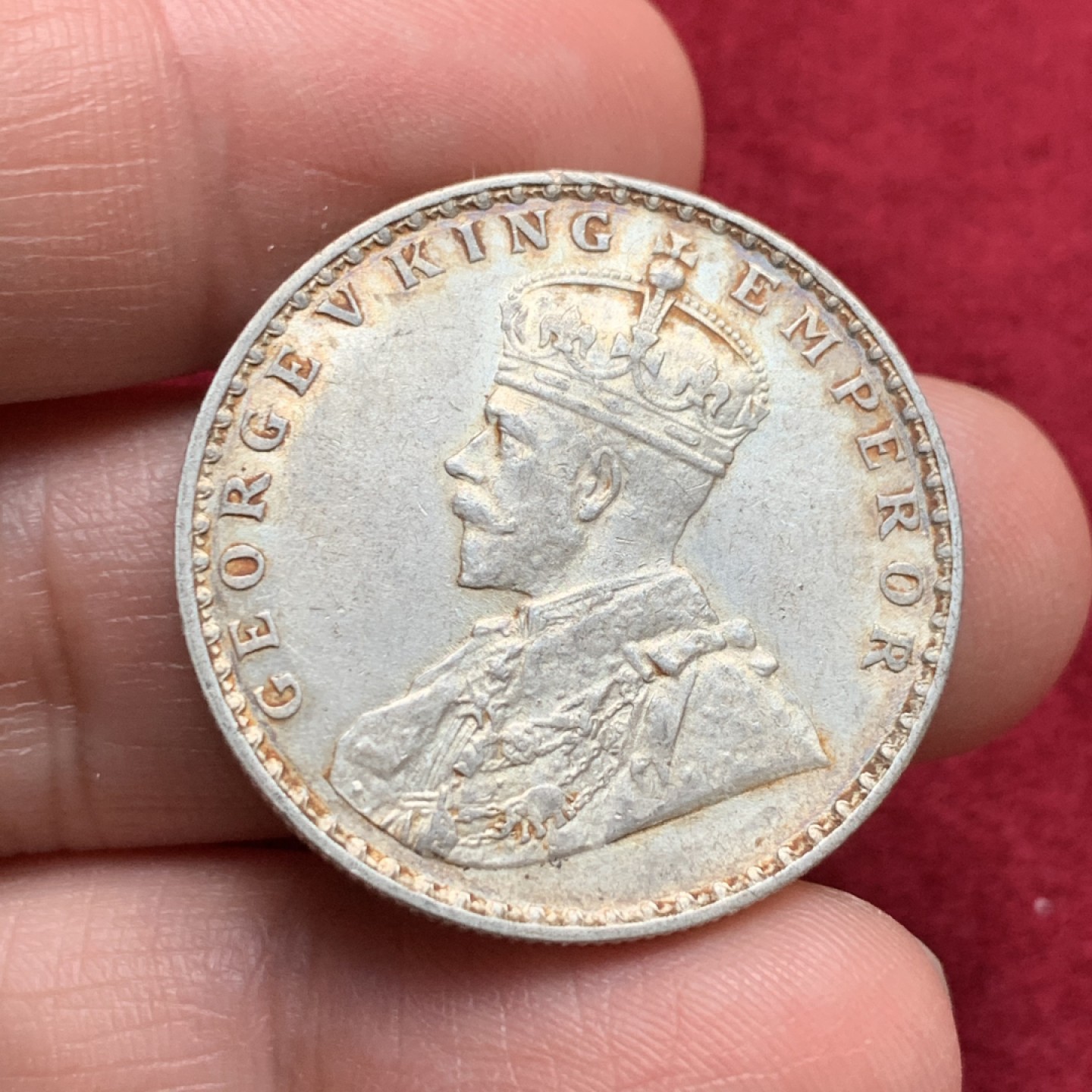 《竞宝斋》第135场-周日，周一连拍 (全场包邮) 英属 印度 1912年 乔五 1卢比银币