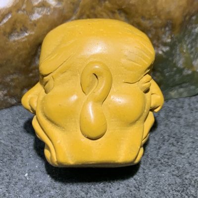 阿拉善玛瑙彩玉双面雕刻罗汉头一个！ 阿拉善玛瑙彩玉双面雕刻罗汉头一个！