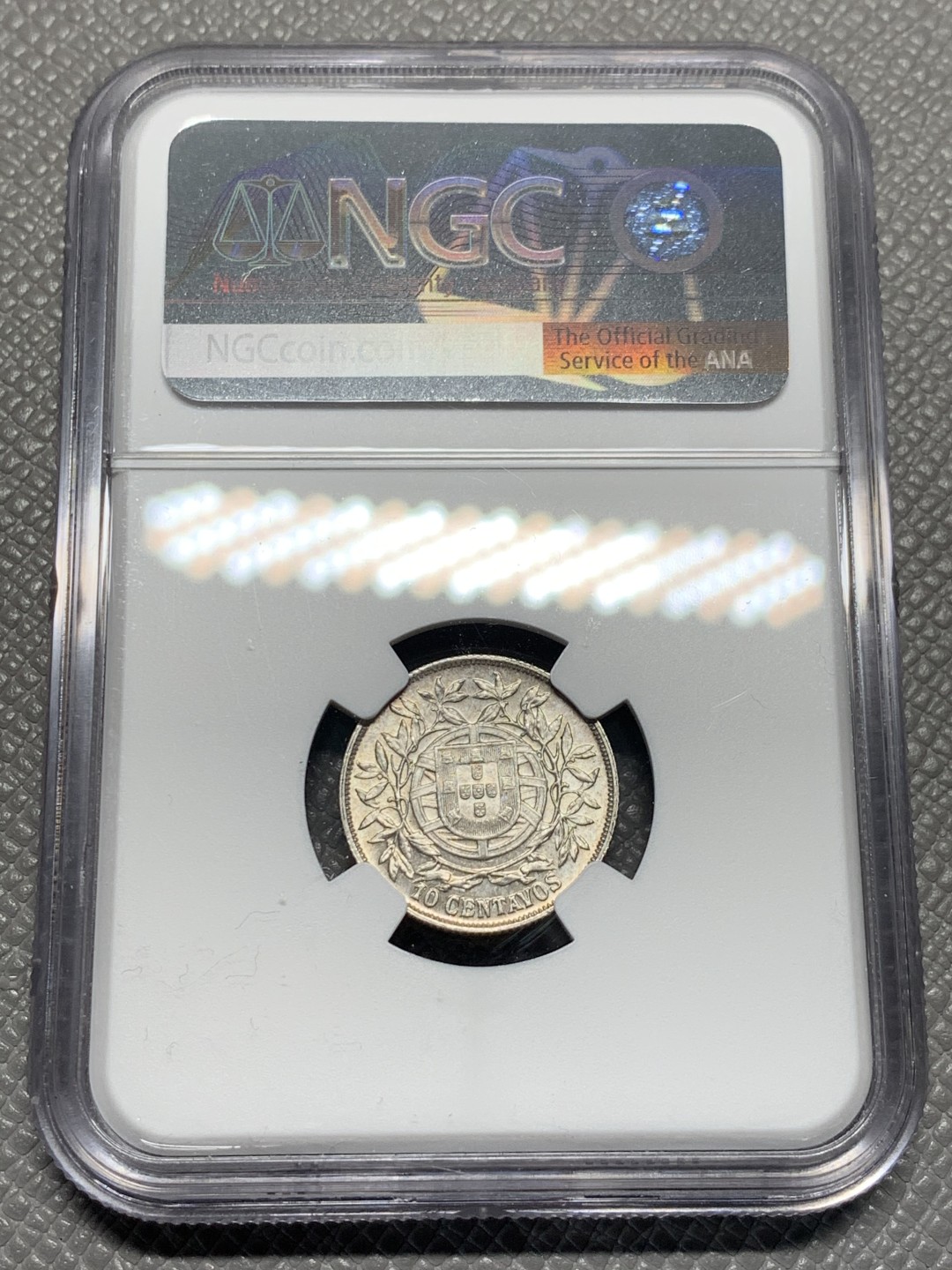 《竞宝斋》第135场-周日，周一连拍 (全场包邮) NGC-MS63 葡萄牙1915年 自由女神10分银币 好品辅币