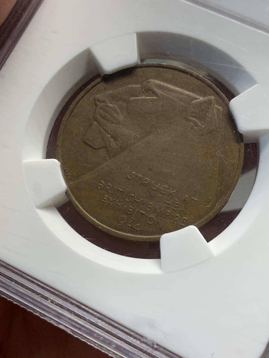 《竞宝斋》第135场-周日，周一连拍 (全场包邮) NGC-MS63BN 1924年 英国 伦敦大英帝国博览会纪念铜章，正面孟虎侧像威风凛凛，设计感强烈。老N盒高分，不多见到的品种