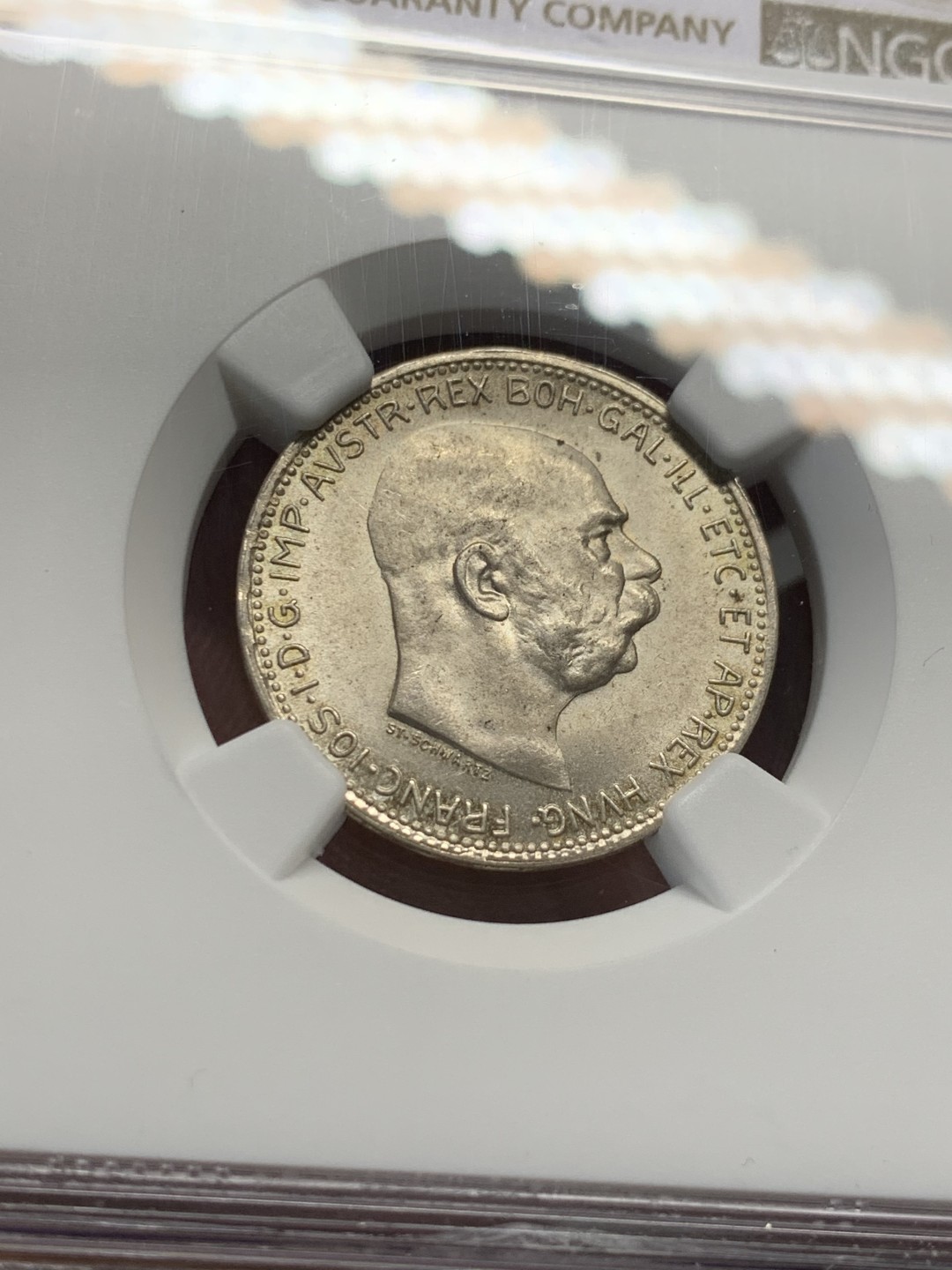 《竞宝斋》第135场-周日，周一连拍 (全场包邮) NGC-MS64 奥地利1915年 佛兰茨一世1克朗银币 顶级粉光非常丝滑